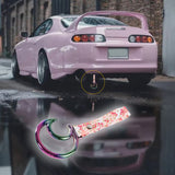 Moon Shape JDM Tsurikawa Drift Subway Train Bus Handle Strap – Universal Car Interior Hanging Charm, Bosozoku Pink Flowers Pattern Retro Nylon Strap X1