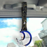 Moon Shape JDM Tsurikawa Drift Subway Train Bus Handle Strap – Universal Car Interior Hanging Charm, Bosozoku Black Clouds Pattern Retro Nylon Strap X1