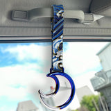 Moon Shape JDM Tsurikawa Drift Subway Train Bus Handle Strap – Universal Car Interior Hanging Charm, Bosozoku Blue Waves Pattern Retro Nylon Strap X1