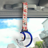Moon Shape JDM Tsurikawa Drift Subway Train Bus Handle Strap – Universal Car Interior Hanging Charm, Bosozoku Pink Flowers Pattern Retro Nylon Strap X1