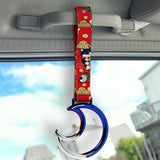 Moon Shape JDM Tsurikawa Drift Subway Train Bus Handle Strap – Universal Car Interior Hanging Charm, Bosozoku Red Dogs Pattern Retro Nylon Strap X1