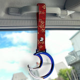Moon Shape JDM Tsurikawa Drift Subway Train Bus Handle Strap – Universal Car Interior Hanging Charm, Bosozoku Red Flowers Pattern Retro Nylon Strap X1