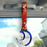 Moon Shape JDM Tsurikawa Drift Subway Train Bus Handle Strap – Universal Car Interior Hanging Charm, Bosozoku Red Waves Pattern Retro Nylon Strap X1