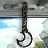 Moon Shape Crystal-Style Ring JDM Tsurikawa Drift Subway Train Bus Handle Strap – Universal Car Interior Hanging Charm, Bosozoku Black Clouds Pattern Retro Nylon Strap X1