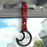 Moon Shape Crystal-Style Ring JDM Tsurikawa Drift Subway Train Bus Handle Strap – Universal Car Interior Hanging Charm, Bosozoku Red Flowers Pattern Retro Nylon Strap X1