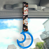 Moon Shape Crystal-Style Ring JDM Tsurikawa Drift Subway Train Bus Handle Strap – Universal Car Interior Hanging Charm, Bosozoku Black Cats Pattern Retro Nylon Strap X1