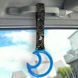 Moon Shape Crystal-Style Ring JDM Tsurikawa Drift Subway Train Bus Handle Strap – Universal Car Interior Hanging Charm, Bosozoku Black Clouds Pattern Retro Nylon Strap X1