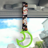 Moon Shape Crystal-Style Ring JDM Tsurikawa Drift Subway Train Bus Handle Strap – Universal Car Interior Hanging Charm, Bosozoku Black Cats Pattern Retro Nylon Strap X1