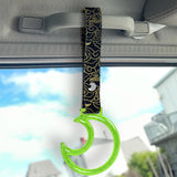 Moon Shape Crystal-Style Ring JDM Tsurikawa Drift Subway Train Bus Handle Strap – Universal Car Interior Hanging Charm, Bosozoku Black Clouds Pattern Retro Nylon Strap X1