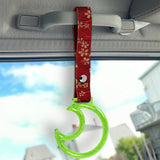 Moon Shape Crystal-Style Ring JDM Tsurikawa Drift Subway Train Bus Handle Strap – Universal Car Interior Hanging Charm, Bosozoku Red Flowers Pattern Retro Nylon Strap X1