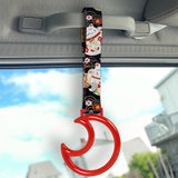 Moon Shape Crystal-Style Ring JDM Tsurikawa Drift Subway Train Bus Handle Strap – Universal Car Interior Hanging Charm, Bosozoku Black Cats Pattern Retro Nylon Strap X1