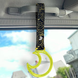 Moon Shape Crystal-Style Ring JDM Tsurikawa Drift Subway Train Bus Handle Strap – Universal Car Interior Hanging Charm, Bosozoku Black Clouds Pattern Retro Nylon Strap X1