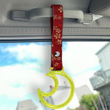 Moon Shape Crystal-Style Ring JDM Tsurikawa Drift Subway Train Bus Handle Strap – Universal Car Interior Hanging Charm, Bosozoku Red Flowers Pattern Retro Nylon Strap X1
