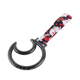 Moon Shape JDM Tsurikawa Drift Subway Train Bus Handle Strap – Universal Car Interior Hanging Charm, Bosozoku Black Cats Pattern Retro Nylon Strap X1