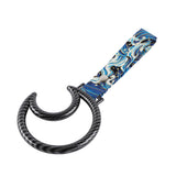 Moon Shape JDM Tsurikawa Drift Subway Train Bus Handle Strap – Universal Car Interior Hanging Charm, Bosozoku Blue Waves Pattern Retro Nylon Strap X1