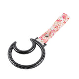 Moon Shape JDM Tsurikawa Drift Subway Train Bus Handle Strap – Universal Car Interior Hanging Charm, Bosozoku Pink Flowers Pattern Retro Nylon Strap X1