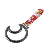 Moon Shape JDM Tsurikawa Drift Subway Train Bus Handle Strap – Universal Car Interior Hanging Charm, Bosozoku Red Cats Pattern Retro Nylon Strap X1