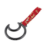 Moon Shape JDM Tsurikawa Drift Subway Train Bus Handle Strap – Universal Car Interior Hanging Charm, Bosozoku Red Flowers Pattern Retro Nylon Strap X1