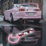 Moon Shape JDM Tsurikawa Drift Subway Train Bus Handle Strap – Universal Car Interior Hanging Charm, Bosozoku Black Cats Pattern Retro Nylon Strap X1