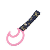 Moon Shape JDM Tsurikawa Drift Subway Train Bus Handle Strap – Universal Car Interior Hanging Charm, Bosozoku Blue Flowers Pattern Retro Nylon Strap X1