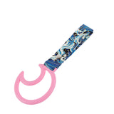 Moon Shape JDM Tsurikawa Drift Subway Train Bus Handle Strap – Universal Car Interior Hanging Charm, Bosozoku Blue Waves Pattern Retro Nylon Strap X1