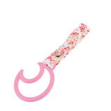 Moon Shape JDM Tsurikawa Drift Subway Train Bus Handle Strap – Universal Car Interior Hanging Charm, Bosozoku Pink Flowers Pattern Retro Nylon Strap X1