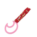 Moon Shape JDM Tsurikawa Drift Subway Train Bus Handle Strap – Universal Car Interior Hanging Charm, Bosozoku Red Flowers Pattern Retro Nylon Strap X1