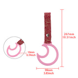 Moon Shape JDM Tsurikawa Drift Subway Train Bus Handle Strap – Universal Car Interior Hanging Charm, Bosozoku Red Clouds Pattern Retro Nylon Strap X1