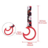 Moon Shape JDM Tsurikawa Drift Subway Train Bus Handle Strap – Universal Car Interior Hanging Charm, Bosozoku Black Cats Pattern Retro Nylon Strap X1