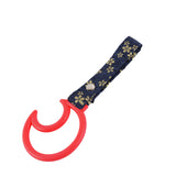 Moon Shape JDM Tsurikawa Drift Subway Train Bus Handle Strap – Universal Car Interior Hanging Charm, Bosozoku Blue Flowers Pattern Retro Nylon Strap X1