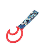 Moon Shape JDM Tsurikawa Drift Subway Train Bus Handle Strap – Universal Car Interior Hanging Charm, Bosozoku Blue Waves Pattern Retro Nylon Strap X1