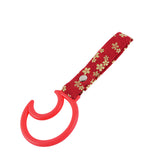 Moon Shape JDM Tsurikawa Drift Subway Train Bus Handle Strap – Universal Car Interior Hanging Charm, Bosozoku Red Flowers Pattern Retro Nylon Strap X1