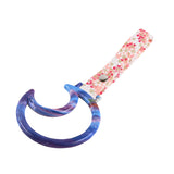 Moon Shape JDM Tsurikawa Drift Subway Train Bus Handle Strap – Universal Car Interior Hanging Charm, Bosozoku Pink Flowers Pattern Retro Nylon Strap X1