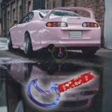 Moon Shape JDM Tsurikawa Drift Subway Train Bus Handle Strap – Universal Car Interior Hanging Charm, Bosozoku Red Flowers Pattern Retro Nylon Strap X1