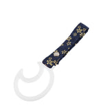 Moon Shape JDM Tsurikawa Drift Subway Train Bus Handle Strap – Universal Car Interior Hanging Charm, Bosozoku Blue Flowers Pattern Retro Nylon Strap X1