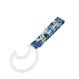 Moon Shape JDM Tsurikawa Drift Subway Train Bus Handle Strap – Universal Car Interior Hanging Charm, Bosozoku Blue Waves Pattern Retro Nylon Strap X1