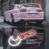 Moon Shape JDM Tsurikawa Drift Subway Train Bus Handle Strap – Universal Car Interior Hanging Charm, Bosozoku Red Dogs Pattern Retro Nylon Strap X1