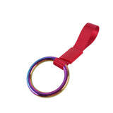 Round JDM Tsurikawa Drift Subway Train Bus Handle Strap – Universal Car Interior Hanging Charm, Red Nylon X2