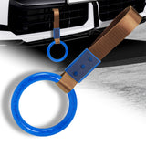 Round Crystal-Style Ring JDM Tsurikawa Drift Subway Train Bus Handle Strap – Universal Car Interior Hanging Charm, Brown Nylon X1