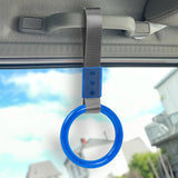 Round Crystal-Style Ring JDM Tsurikawa Drift Subway Train Bus Handle Strap – Universal Car Interior Hanging Charm, Gray Nylon X2