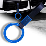 Round Crystal-Style Ring JDM Tsurikawa Drift Subway Train Bus Handle Strap – Universal Car Interior Hanging Charm, Navy Blue Nylon X1