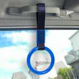 Round Crystal-Style Ring JDM Tsurikawa Drift Subway Train Bus Handle Strap – Universal Car Interior Hanging Charm, Navy Blue Nylon X2