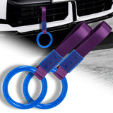 Round Crystal-Style Ring JDM Tsurikawa Drift Subway Train Bus Handle Strap – Universal Car Interior Hanging Charm, Purple Nylon X2