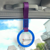 Round Crystal-Style Ring JDM Tsurikawa Drift Subway Train Bus Handle Strap – Universal Car Interior Hanging Charm, Purple Nylon X2