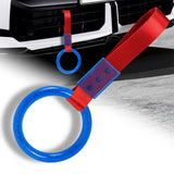 Round Crystal-Style Ring JDM Tsurikawa Drift Subway Train Bus Handle Strap – Universal Car Interior Hanging Charm, Red Nylon X1