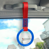 Round Crystal-Style Ring JDM Tsurikawa Drift Subway Train Bus Handle Strap – Universal Car Interior Hanging Charm, Red Nylon X2