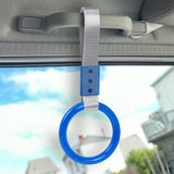 Round Crystal-Style Ring JDM Tsurikawa Drift Subway Train Bus Handle Strap – Universal Car Interior Hanging Charm, Silver Nylon X2
