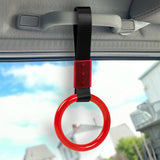 Round Crystal-Style Ring JDM Tsurikawa Drift Subway Train Bus Handle Strap – Universal Car Interior Hanging Charm, Black Nylon X2