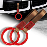 Round Crystal-Style Ring JDM Tsurikawa Drift Subway Train Bus Handle Strap – Universal Car Interior Hanging Charm, Brown Nylon X2