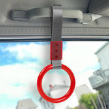 Round Crystal-Style Ring JDM Tsurikawa Drift Subway Train Bus Handle Strap – Universal Car Interior Hanging Charm, Gray Nylon X2